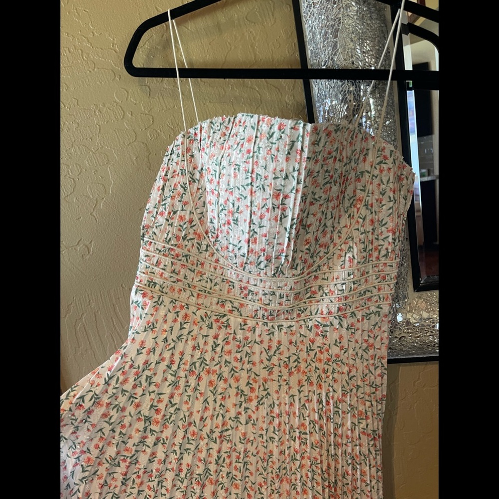 Peteiolè Dusk Runway Midi Dress With Faux Tie Empire Waist + Spaghetti Straps - Picture 12 of 12